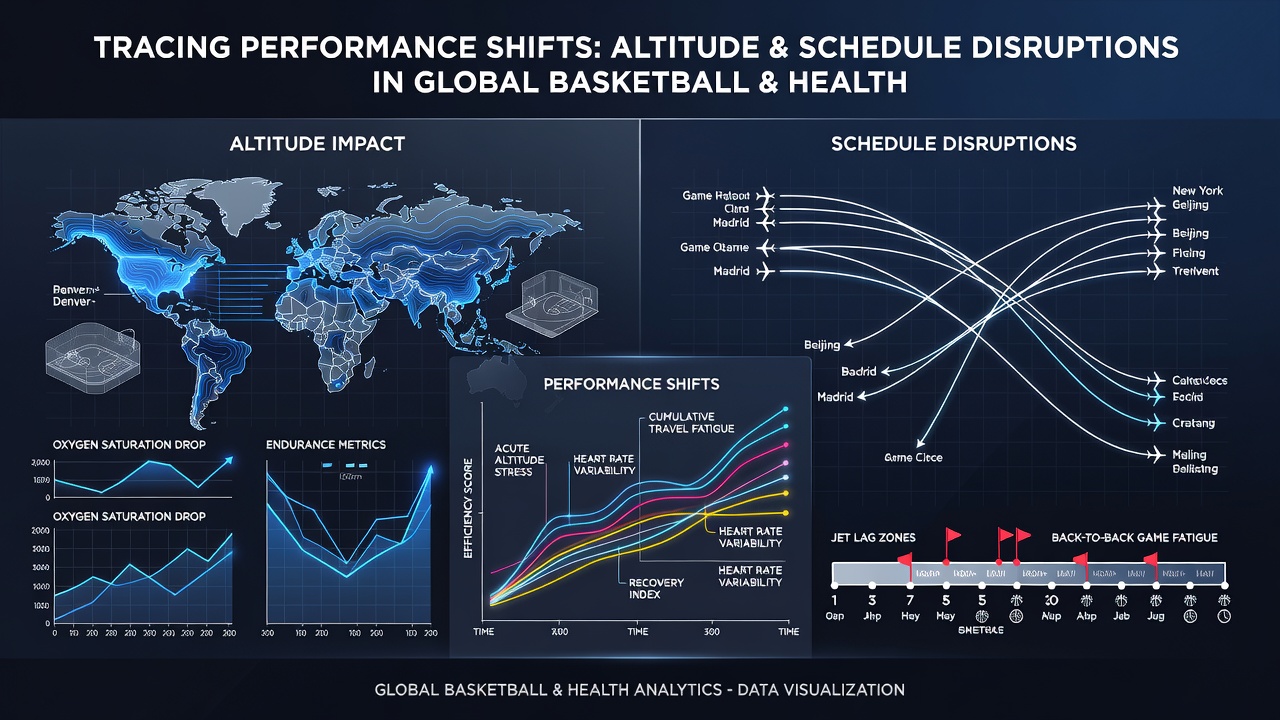 Team travel schedules and recovery protocols displayed alongside performance graphs from recent global hockey and basketball tournaments
